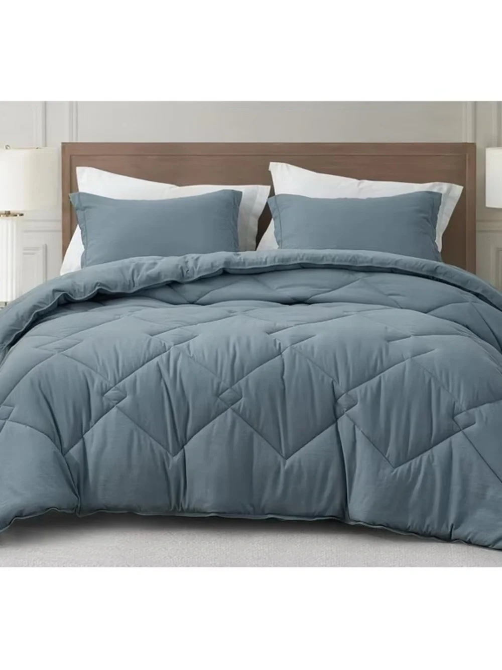 Plush Solid Blue Twin XL 2 piece Comforter Set